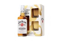 Jim Beam Bourbon Whiskey 0,7 l, 40% + 2 db ajándék pohár, díszdobozban